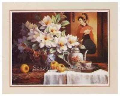 Asian Floral Flower Scene Scenic Chinese Mementos Art By T.C. Chiu 1999 10  X 8  • $9.95