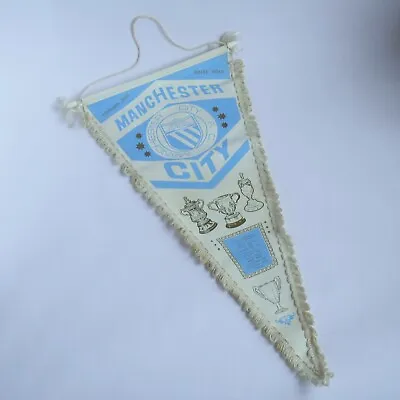 Vintage Manchester City Pennant 1970s Hanging Flag Gift Present Fan Memorabilia • £40