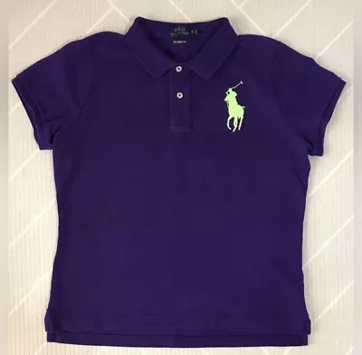 Polo Ralph Lauren Purple With Neon Color Big Pony Skinny Polo Women's Size XL • $20