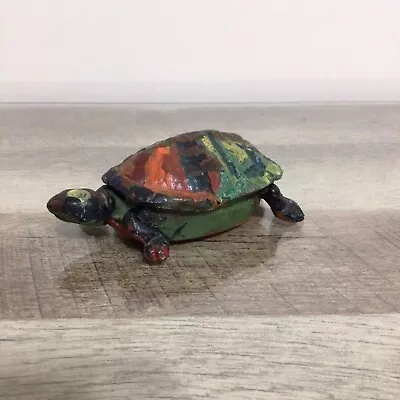 Vintage Cast Iron Hinged Turtle Match Holder Hand Painted ~ Golden's • $45