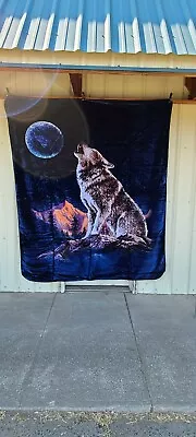 Wolf Howling At The Moon Queen Size Blanket #5 • $53.68