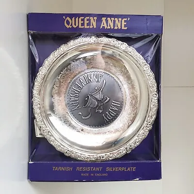 Boxed Queen Anne Happy Anniversary Tarnish Resistant Silver Plated Plaque Plate • £7.99