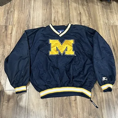 Vintage 90s Starter Michigan Wolverines Pullover Windbreaker Jacket Men’s 2XL • $60