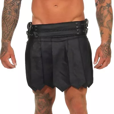 XL Gladiator Skirt Kilt Real Leather 2 Belt Buckles A Legionnaire Medieval • $148.49