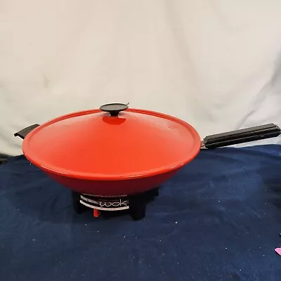 Vintage West Bend Non Stick Electric Wok Red Made In USA - Tested & Works Great! • $24.95