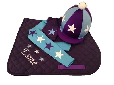 Sky/Purple/White  Cross Country Colours Horse Riding Set GGGear • £100.80