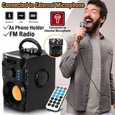Bluetooth Speaker Portable Subwoofer High Bass Loud Wireless Outdoor MP3 Player • £11.99