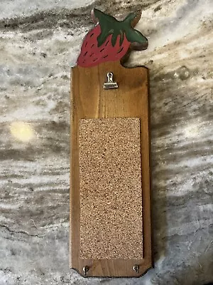 Vintage Strawberry  Memo Bulletin Cork Board 17” X 5” • $12