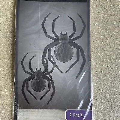 £3.66 • Buy Pack Of 2 Honeycomb Black Spider Halloween Hanging Decorations
