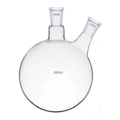 5000ml 24/40 Glass Flask 2 Necks Round Bottom Two-Neck 5L Lab Chemical Bottle • $109.99