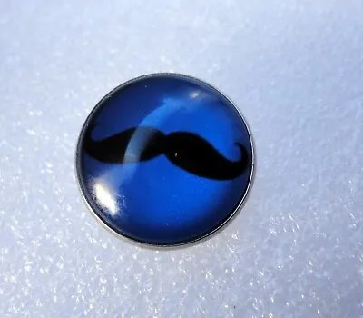 £3.99 • Buy Moustache Antique Style Domed Glass Pin Badge Brooch Black  Blue Zps