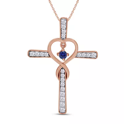 Cross Pendant Necklace Simulated Gemstone & Solid 925 Sterling Silver Mens • $178.60