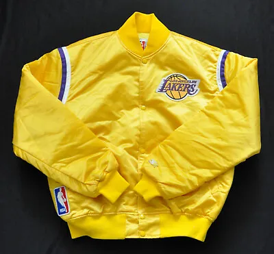 Los Angeles Lakers Starter Jacket Vintage 90's Yellow Satin NBA Men XL • $199.99