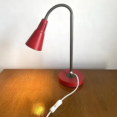 IKEA Red Desk Lamp  KVART B0603 Bendy Neck Gooseneck Light Retro • £19