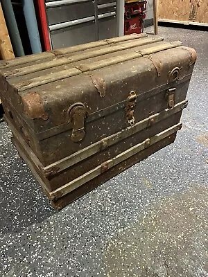 Crouch Fitzgerald Spot On Spot Camelback Dome Top 1880 Steamer Trunk Chest • $950