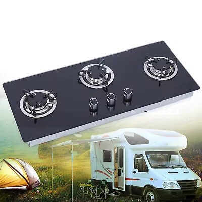 RV Boat Caravan Camper 3 Burners LPG Gas Stove Hob W/ Tempered Glass Durable US • $130.15