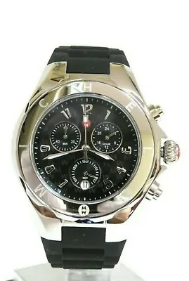Michele Tahitian Jellybean Black Silicone  Chronograph Watch Mww12f000093 New • $269.95