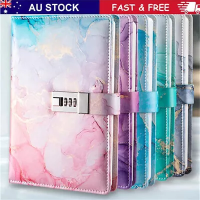 A5 Creative Password Journal With Lock PU Leather Diary With Combination Lock • $25.99