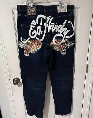 Ed Hardy TIGER HEADS NWT Loose Fit Jeans Men's Choose Size Ed Hardy Original! • $69.95