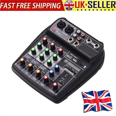 4 Channels Line Live Mixer BT USB Studio Audio Sound Mixing Console For Music DJ • £31.19