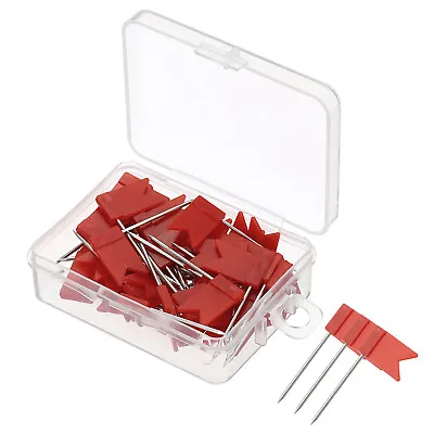 50Pcs Flag Map Push Pins 1 Inch Travel Map Pins With Plastic Head Red • $6.83