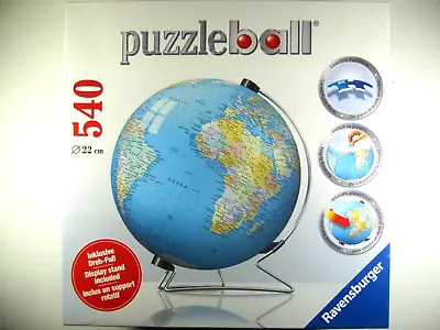 Ravensburger Puzzleball 540 Piece Puzzle 3D Globe - Complete With Stand • $0.99