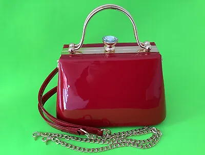 New LA TERRE Women’s Handbag Purse Small Red W/Gold PETA-Approved Vegan • $43.99