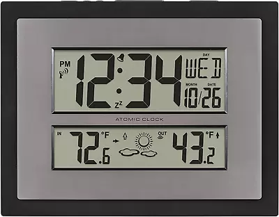 La Crosse Technology 512-85937-INT Atomic Digital Wall Clock With Temperature &  • $51.99