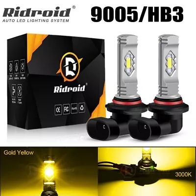 RIDROID 9005 HB3 LED High Low Beam Headlight Kit 8000LM Light Bulbs 3000K Yellow • $11.99