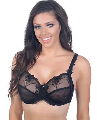 Alegro Lingerie Daylight Orchid Full Cup Unlined Sheer Underwire Black Bra 9006A • $17.99