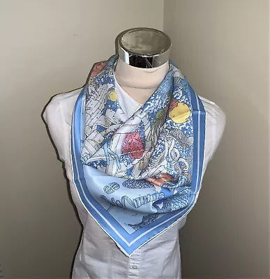 $499 • Buy NWT Authentic Hermes Silk Scarf Carre 70 Cm 27  Ex-Libris Atlantis