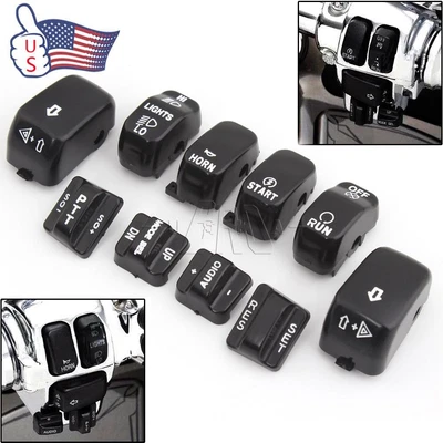 $17.96 • Buy 10x Black Hand Control Switch Buttons Caps For Harley Touring Electra Road Glide