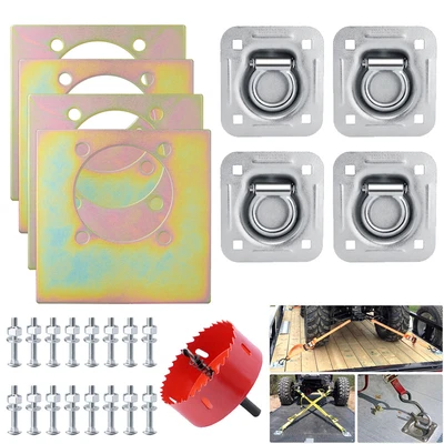$66.99 • Buy 4PCS Trailer Truck Recessed D-Ring Cargo Tie Down Anchors Heavy Duty W/ Hardware