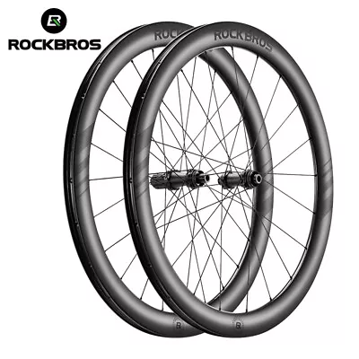 ROCKBROS Road Bike T700 Carbon Fiber Wheelset 50mm Rim Disc Brake Bicycle Wheels • $1099.66