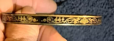 Vtg Steinbock Wien Black / Gold Enameled Bangle Bracelet. Handmade In Austria. • $32.99