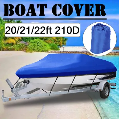 £32.99 • Buy Heavy Duty Boat Cover Trailerable Fish Ski Speedboat V-Hull Marine Blue 20-22ft