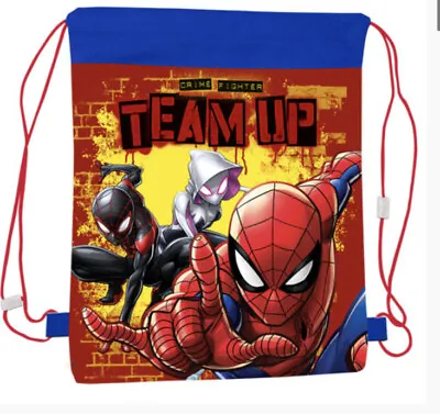 Marvel Spiderman Drawstring Gym Sports Shoe PE Swimming Trainer Bag Kids • £3.99