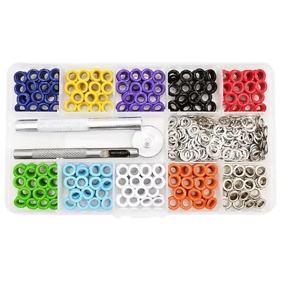 400Pcs 5mm 10 Colors Metal Eyelets Kits For Leather Fabric Belt Clothes • £10.93