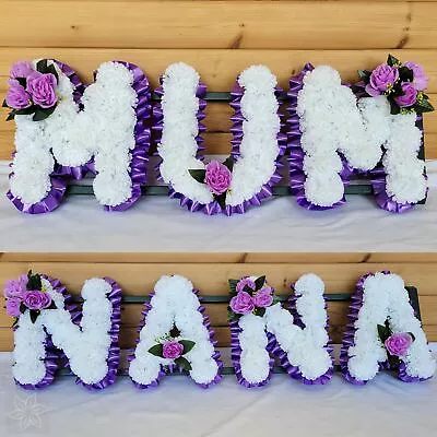 MUM NANA Funeral Flowers Artificial Tribute Package Wreath Silk Memorial Letters • £109.75