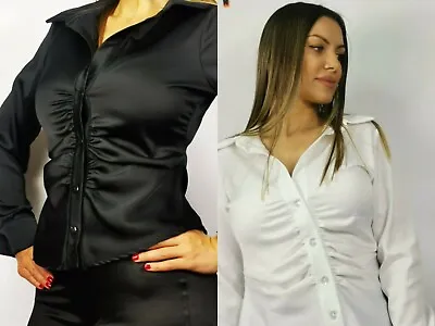 £13.99 • Buy Ladies Women's Girls Long Sleeve Satin Silky Tops Shirts Fashion Office Blouse