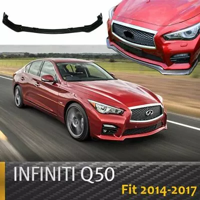 For 2014-2017 Infiniti Q50 Sport Front Bumper Lip Spoiler Cover Carbon Fiber  • $99.99