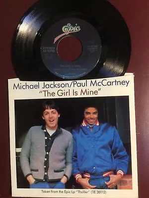 Michael Jackson Paul McCartney 7” Vinyl 45 The Girl Is Mine RARE ‘82 LP Thriller • $24.99