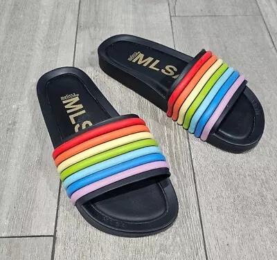 MELISSA Women Rainbow Jelly Rubber Beach Slides Sandals US 8M • $29.99