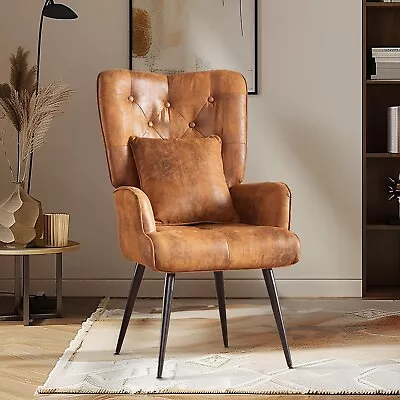 Mid Century Tall Back Vintage Comfy Upholstered Reading Accent Chair Armchair • $89