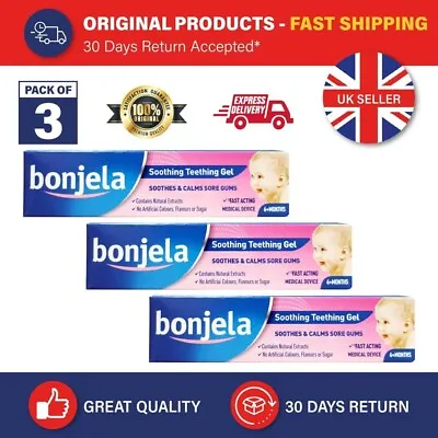 3x Bonjela Soothing Teething Gel Babies Children 6 Months + No Sugar 15g UK • £9.25