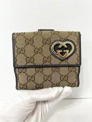Gucci Lovely Heart Canvas Bifold Wallet • $119.99