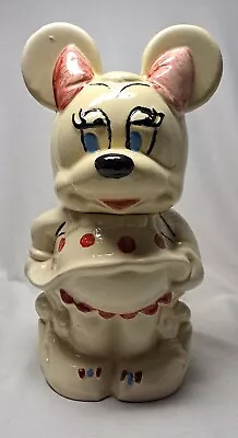 Rare Vintage Mickey & Minnie Mouse Two Side Turnabout Cookie Jar Disney Pottery • $64.99