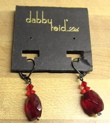 NEW DABBIY REID Red Decor Metal Drop Pierced Pair Earrings Costume  Jewelry • $12.95