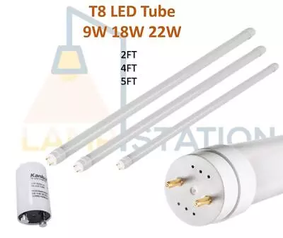 LED Replacement Tube Light Source T8 2ft 4ft 5ft Cool White Daylight + Starter • £111.11