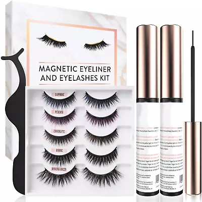 Magnetic Eyelashes Women False Lashes Extensions Russian Whispy Waterproof • £5.99